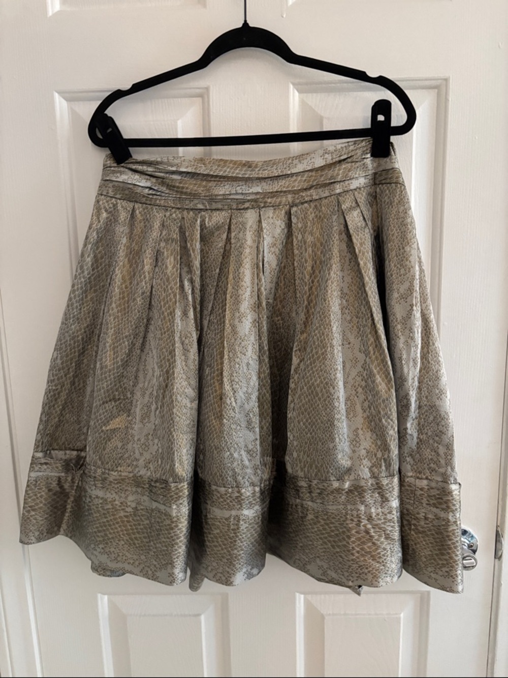 Diane Von Furstenberg Metallic Snake-Print Circle Skirt - Silver